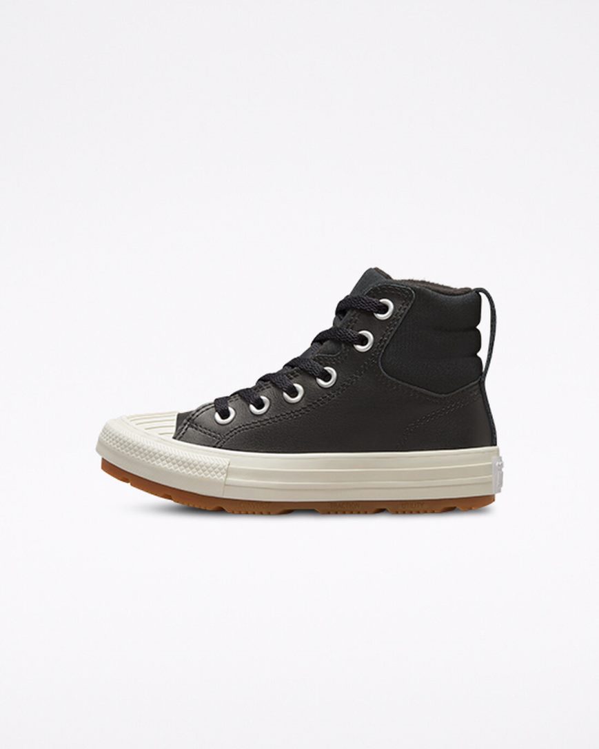 Girls' Converse Leather Chuck Taylor All Star Berkshire Boot Color High Top Shoes Black | AU 165C4Q